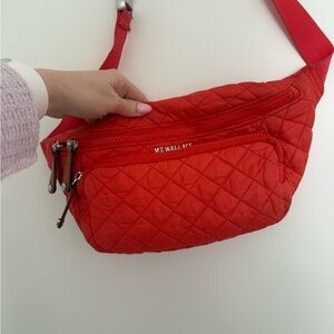 MZ Wallace Bright Red Quilted Crossbody Bag